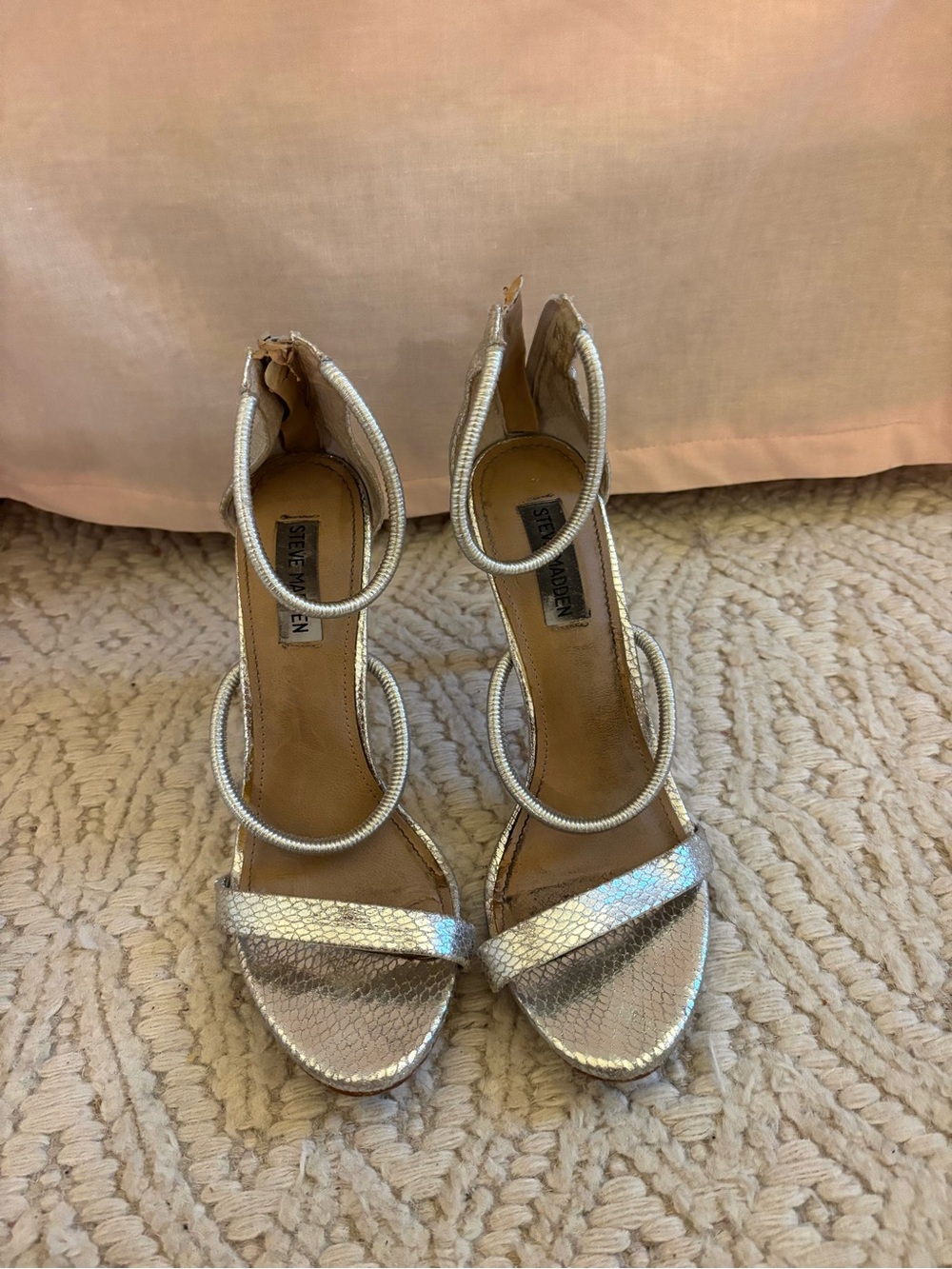 Steve Madden Iridescent Silver Strappy High Heels